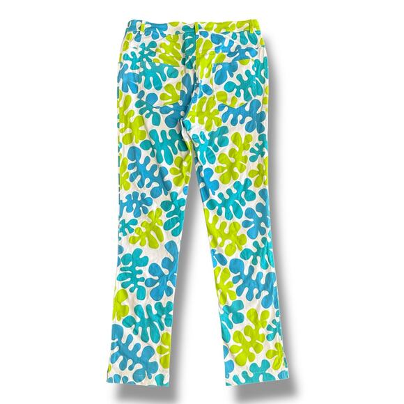 Gretchen Scott Pants Medium M Leaf Print Resort Wear Cotton Summer Vacation - Picture 7 of 9